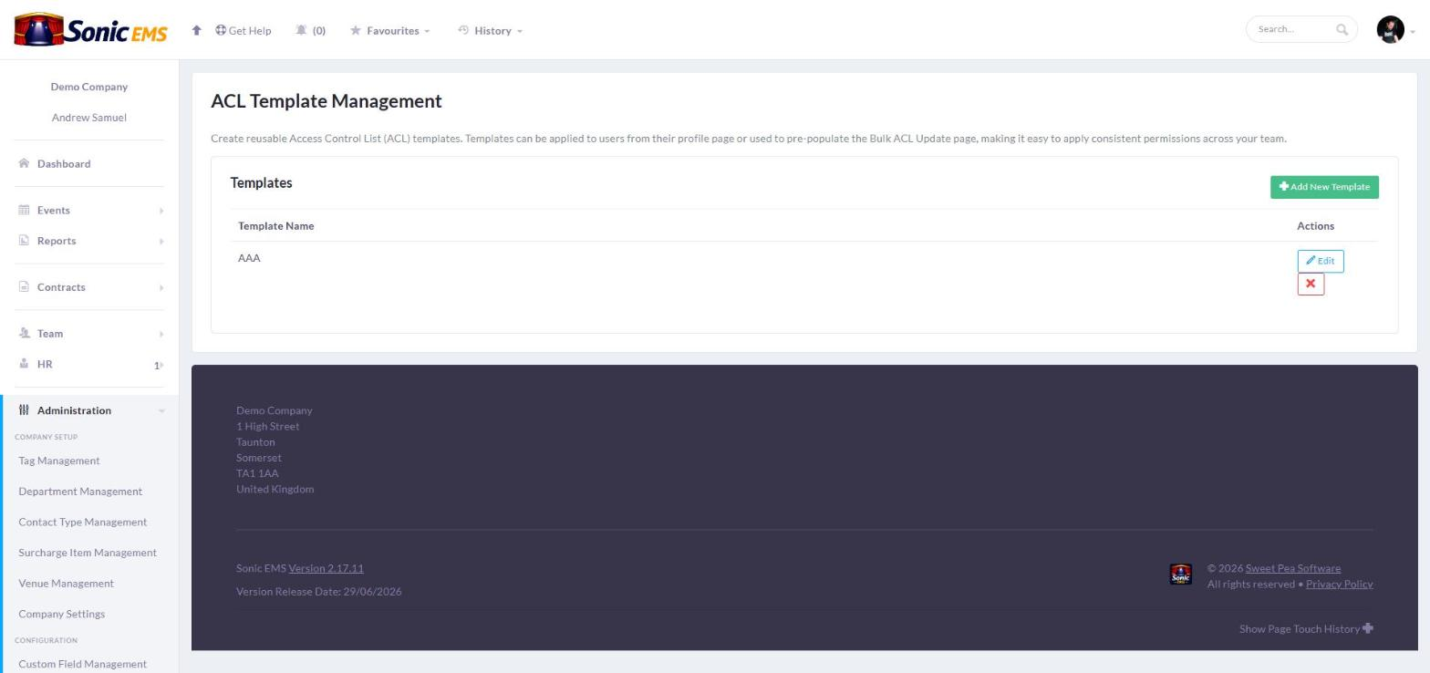 Reusable ACL permission templates